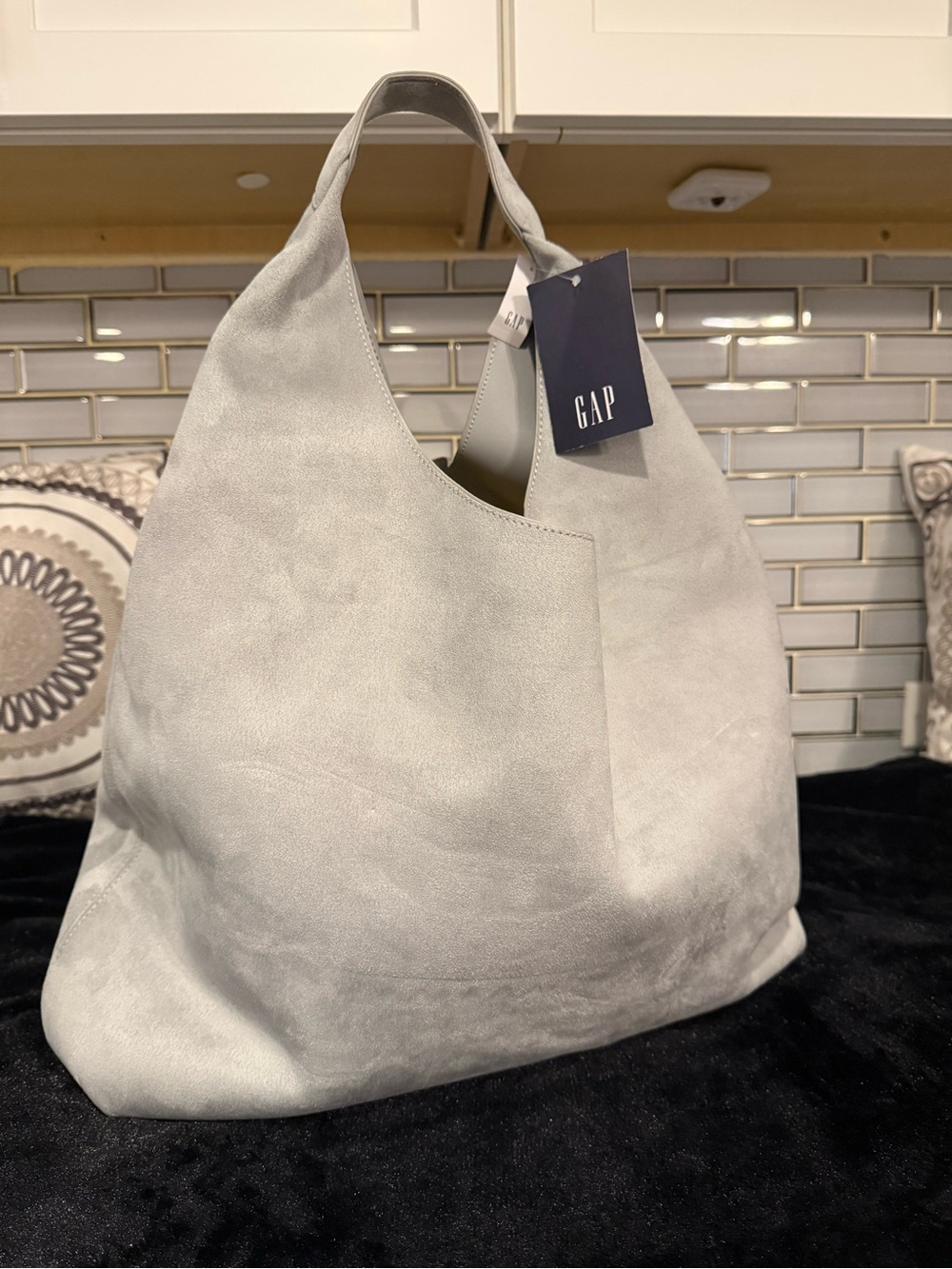 GAP Vegan Leather Slouchy Tote - GRAY - Picture 2 of 5